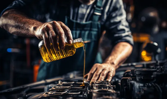 Moteur qui claque : garagiste changeant l’huile moteur avec clés