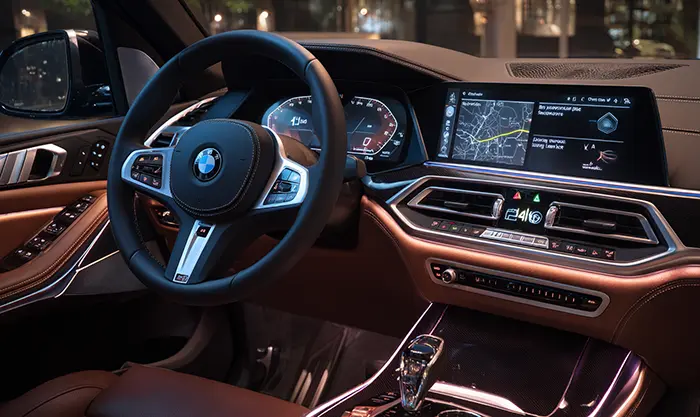 Vue sur le poste de conduite high tech du BMW X7
