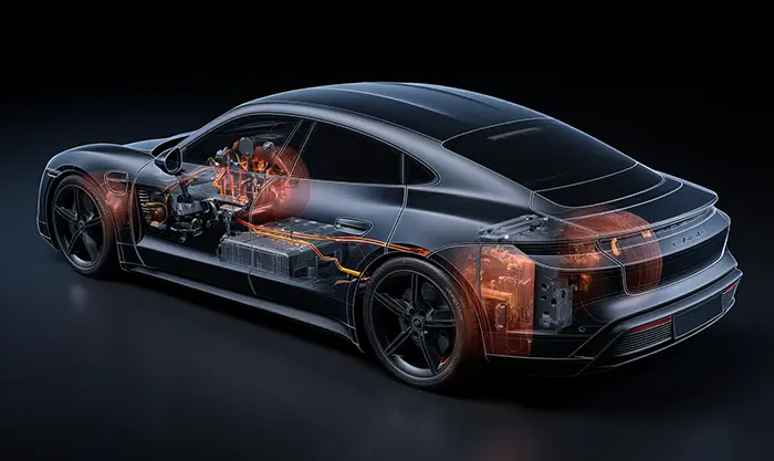 schéma flux électrique booster vers batterie de véhicule