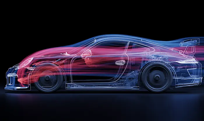 diagramme flux d’air sur voiture avec becquet / aileron