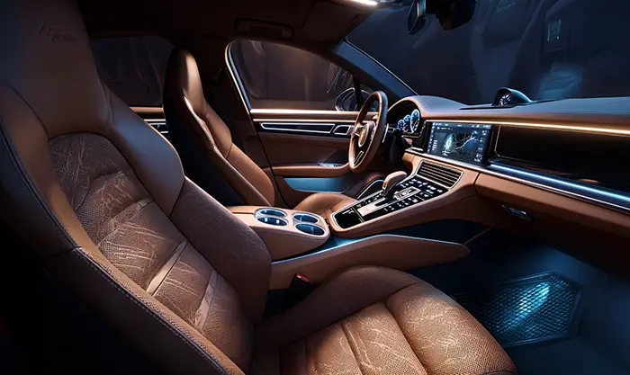 Intérieur DS 7 Crossback cuir Nappa, Alcantara, détails horlogerie