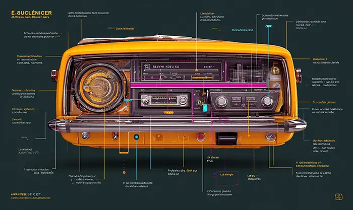 Illustration technique d’un autoradio montrant l’emplacement du précode