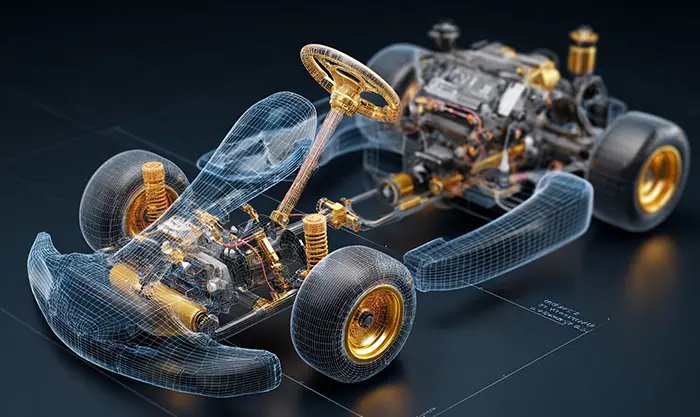 composants internes d’un kart électrique moderne